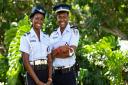 Tahj Miles and Shantol Jackson as Trainee Officer Marlon Pryce and Sergeant Naomi Thomas in Death in Paradise