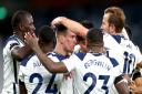 Tottenham Hotspur's Giovani Lo Celso (centre) celebrates with his teammates after scoring his side's second goal of the game during the Premier League match at the Tottenham Hotspur Stadium, London.