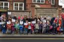 Children and parents from William Patten Primary School campaigning against local road closure proposals.