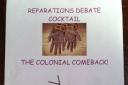 Oxford Union poster for the Reparations Debate Cocktail