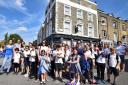 Parents and kids gather at the junction of Westbourne Road and Bride Street, where they are demanding a zebra crossing. Picture: Polly Hancock
