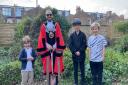 (L-right)  Jude Lewis ,George Trollope, and Teddy Trollope with Haringey mayor Cllr Adam Jogee