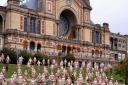 Two-hundred and twenty people posed nude, apart from white face masks, at London's Alexandra Palace in the first major participatory work of art since lockdown, which has been created by Spencer Tunick to mark the Sky Arts channel becoming free from Septe