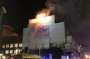 Fire rips through the roof of the Camden nightclub Koko. Picture: Oliver Cooper