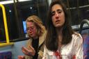 Melania Geymona and her girlfriend after they were both assaulted on the N31 nightbus in Camden in a homophobic attack. Picture: Melania Geymona