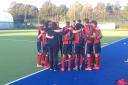 Hampstead & Westminster huddle after their win at Exeter University (pic Lee Power)