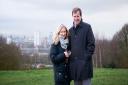 Alastair Campbell and his Fiona Millar on Parliament Hill, Hampstead Heath