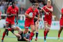 Saracens Jamie George makes a late break during the Gallagher Premiership match at Kingston Park, Newcastle. Picture: Richard Sellers/PA