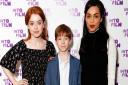 Actresses Rosie Day and Georgina Campbell with prizewinner Jude. Picture: GETTY IMAGES FOR INTO FILM