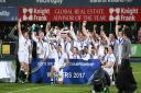 England players celebrate after winning the Under-20s Six Nations (pic Liam McBurney/PA)