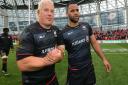 Saracens Petrus Du Plessis (left) scored two tries in their win over Bristol (pic Lorraine O'Sullivan/PA)
