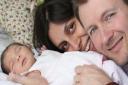 The couple with their newborn baby Gabriella in West Hampstead