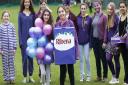 The girls and staff at SHHS take the Purple Pledge to raise money for Senegal by walking six miles around Hampstead. Pictured Aya Karti and Sophie Burton. Picture: Nigel Sutton