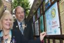 Rotary Club of Hampstead unveils tile at World Peace Garden.
 Eve Conway, district govenor of Rotary in London, with Don Whitfield, president of Hampstead Rotary. Picture: Nigel Sutton
