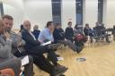 Representatives from Osborne Construction, Westminster Council and RSK
face neighbours at a meeting to quell land contamination fears