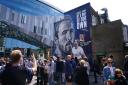 The Harry Kane mural is photographed by fans prior to Tottenham against Brentford. Picture: JOHN WALTON/PA