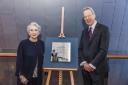 Hampstead Theatre boss Greg Ripley-Duggan with actor Sian Phillips at the unveiling of a plaque to James Roose-Evans