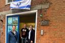 Marx de Morais, David Douglas and Gav Chambers outside Camden Conservative headquarters in show of support for Israeli people
