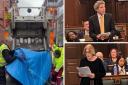 (Left) Camden Council's waste collectors were seen putting the tents in a truck. Photo: Streets Kitchen/X (Top right) Cllr Tim Simon (Bottom right) Cllr Pat Callaghan. Photos: Julia Gregory, LDRS