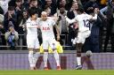 Tottenham's Son Heung-min and Richarlison celebrate against Everton
