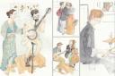 Sketches of Highgate Society's Sunday lunchtime concerts created by Alison Gardiner