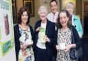 From left, Maria Wilson, Keeping Up Appearances actress Josephine Tewson, Ian Jackman, Ann Frances Barlow and Josephine Kelly at a Swiss Cottage coffee morning for Macmillan Cancer Support. Picture: Dieter Perry