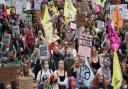 Members of Extinction Rebellion during a protest march in central London in August