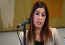 Roxanne Tahbaz, the daughter of Morad Tahbaz, during a press conference hosted by MP Tulip Siddiq