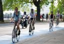 Cyclists on a London bike lane