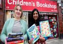 Aimee Gilbert and Sanchita Basu De Sakar outside of the Children's Bookshop in Muswell Hill as it reopened after the national lockdown this week