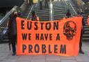HS2 protesters at Euston Station