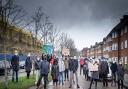Angry residents of Beaufort Park demand protection from the pollution of the North Circular Road.