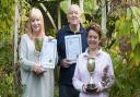 Two Hampstead Garden Suburb Horticultural Society members gardens win top prizes at The London Gardens Society awards for 2016. 
Diane Berger, winner of the All London Championship large back garden, pictured left with David and Caroline Broome, who won