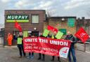Murphy's workers demonstrate outside construction offices in Gospel Oak