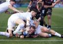 Max Malins scores a try for Saracens during their Heineken Champions Cup win over Ospreys