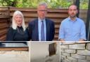 Michael Gove MP, secretary of state for housing, was led by leaseholders Alexandra Druzhinin and Daniel Bruce on a tour of their crumbling properties in Agar Grove, Camden Town
