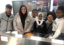 Peray Ahmet joins youngsters for lunch at the Family Hub (Image: Haringey Council)