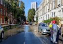 A burst water main has flooded Belsize Road for the second time in a year
