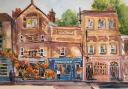 Feroze Antia's painting of Highgate High Street one of the watercolours exhibited at Lauderdale House this month.