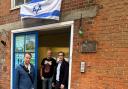 Marx de Morais, David Douglas and Gav Chambers outside Camden Conservative headquarters in a show of support for Israeli people (Image: @CamdenTories)