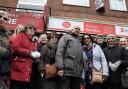 Dozens of former customers held a rally outside the Whetstone Post Office, in High Road, Barnet, to demand justice for their beloved former postmasters - who say they lost tens of thousands of pounds in the Horizon scandal