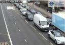 Queueing traffic due to a crash on the A41 Finchley Road