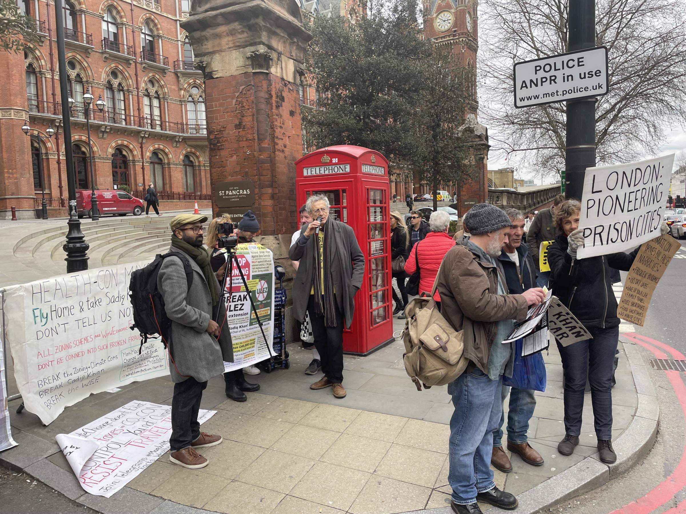 Protesters outside the summit, led by Piers Corbyn. Credit: Noah Vickers/Local Democracy Reporting Service