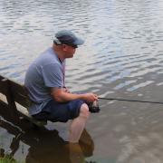 A fisherman throwing himself into the task at the Heath last week