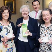 From left, Maria Wilson, Keeping Up Appearances actress Josephine Tewson, Ian Jackman, Ann Frances Barlow and Josephine Kelly at a Swiss Cottage coffee morning for Macmillan Cancer Support. Picture: Dieter Perry