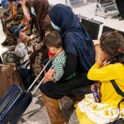 Refugees from Afghanistan at Heathrow Airport