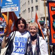 Clare Matheson and her mother Julia Lafferty at the NHS 70th birthday march in 2018