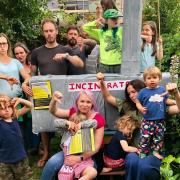 Parents and children from Stop the Edmonton Incinerator Rebuild campaign