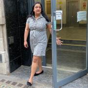 Sanju Pal, from West Hampstead, exits the tribunal court at Victory House in central London on Tuesday, May 10