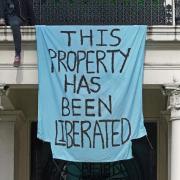 Squatters occupying a mansion in Belgrave Square, central London